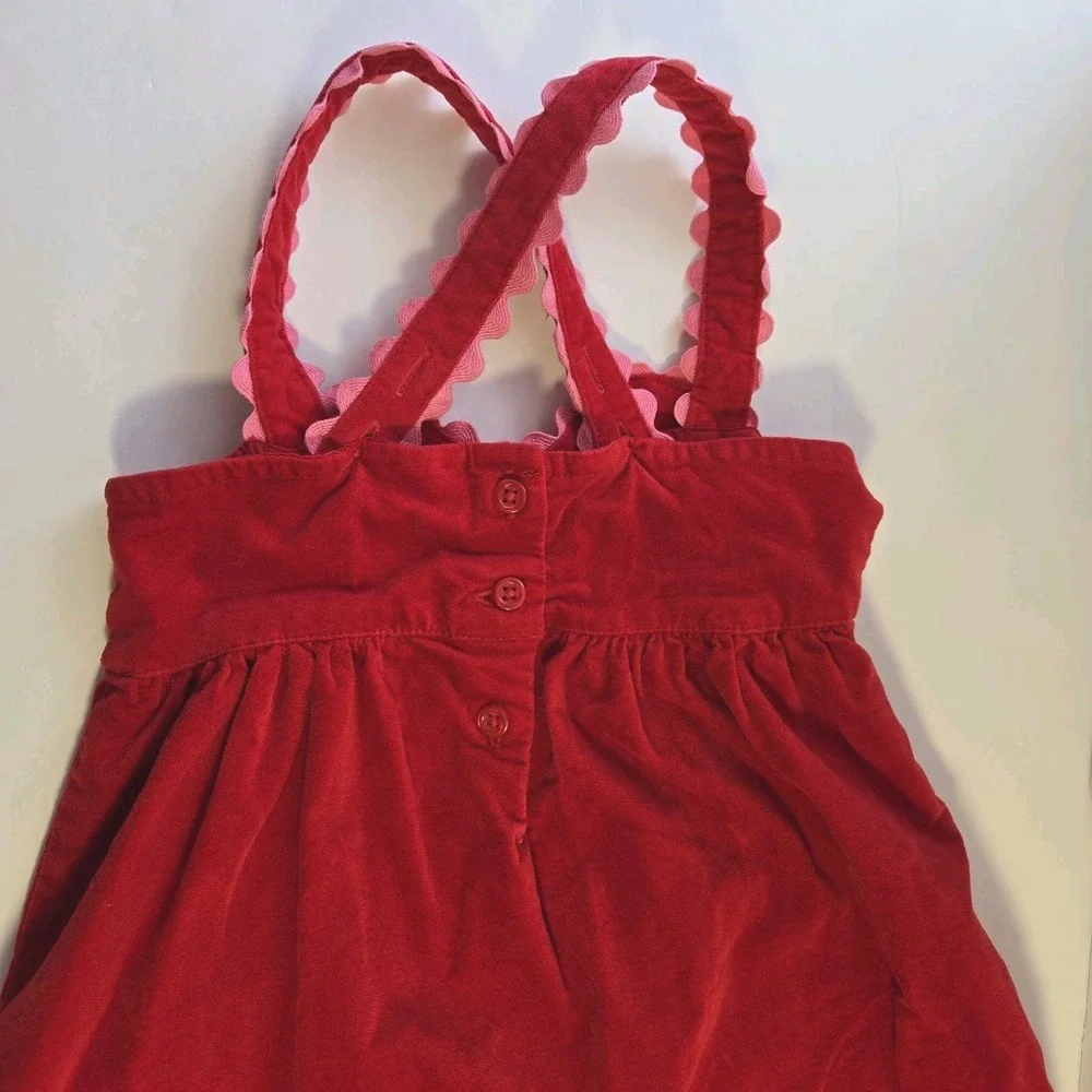 Gymboree Girls Red Heart Skirtall Dress Size‎ 3T Cotton Velvet Adjustable Straps